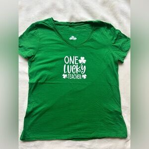 Green “One Lucky Teacher” T-Shirt